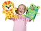 Paper Bag Puppets Kids Art and Craft Activity Multicolor, includes 5 colored bags, 270 stickers and paper shapes, glue stick and easy picture instructions